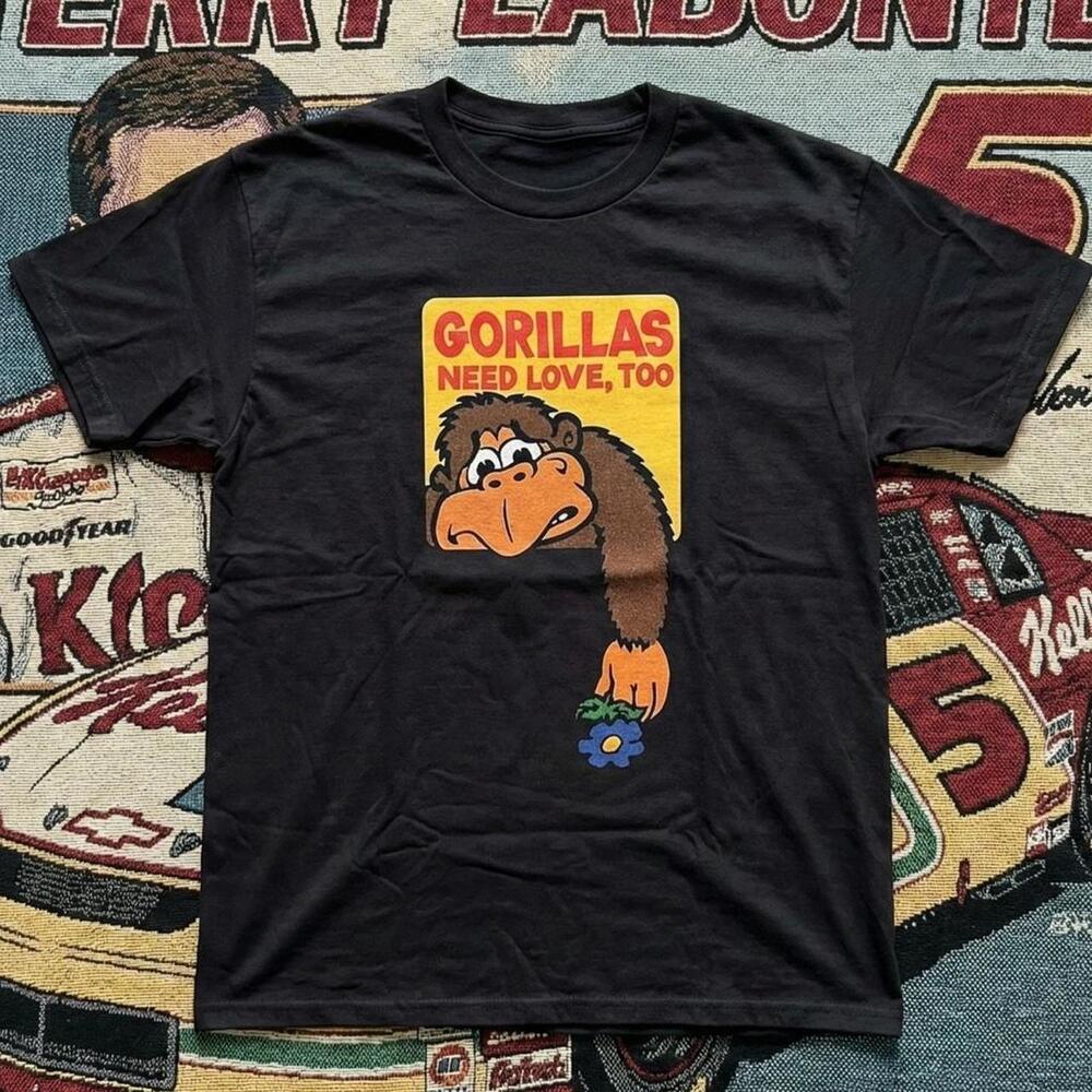 Gorillas Need Love Too Black Cotton T Shirt Style Sad Monkey Graphic Tee